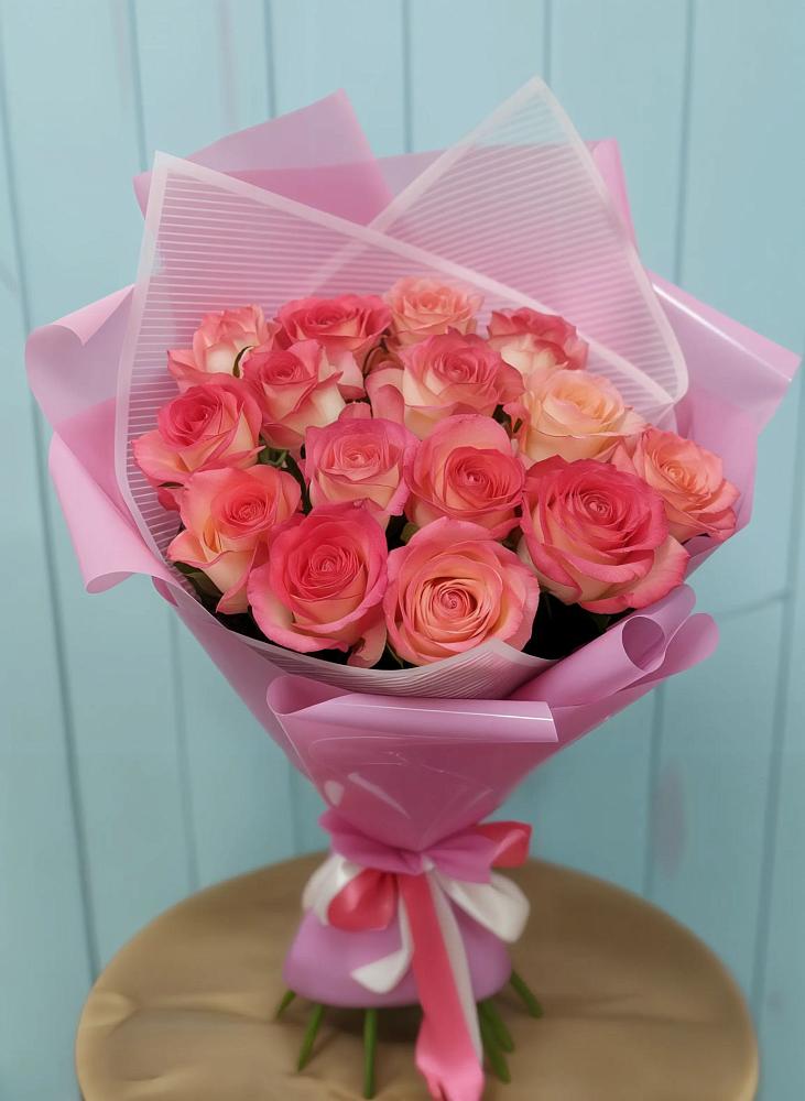 Букет 15 Розовых роз Равель в Дубках Дагестан