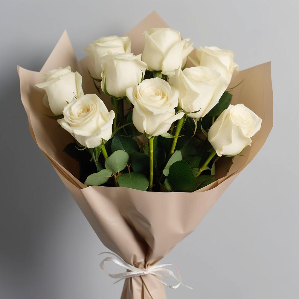 Букет 9 Белых роз Эдлесс Лав в Дубках Дагестан