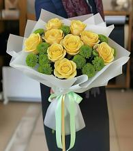 Букет цветов из:  Хризантемы и Розы в Дубках Дагестан